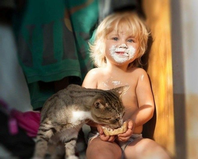 Очаровательные фото доказывающие что каждому ребенку нужна кошка