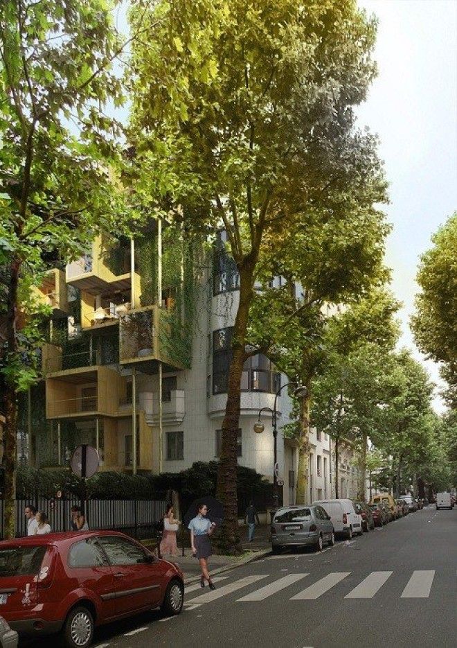 Новые жилые модули на старых зданиях в Париже