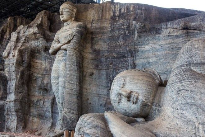 ШриЛанка Полоннарува каменный храм Гал Вихара Скульптуры интересное скалы