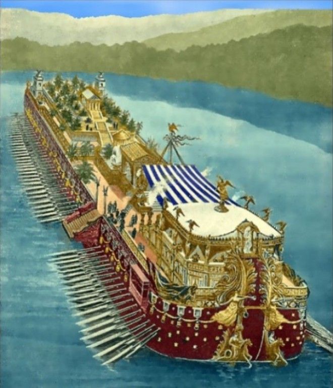 Художественная реконструкция корабля озера Неми Фото hubpagescom
