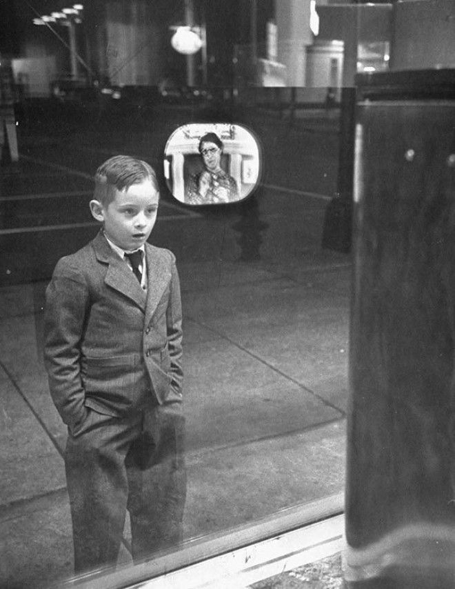 Boy Watching TV For The First Time In An Appliance Store Window, 1948