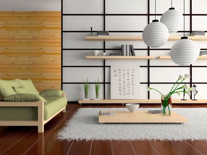 Японский минимализм в интерьере гостиной