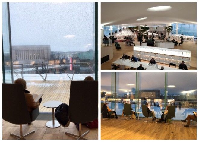 В читальном зале организовали удобные места для чтения книг Центральная библиотека Oodi Хельсинки