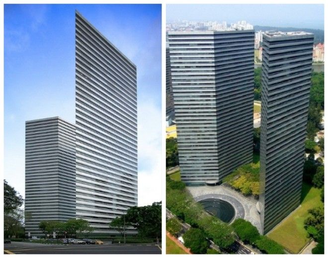 Ультрасовременный комплекс Gateway который состоит из двух 37этажных тонких небоскребов Сингапур
