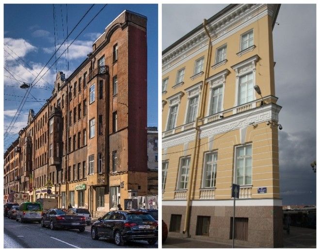 Плоские дома СанктПетербурга на набережной Мойки и Боровой улице Россия