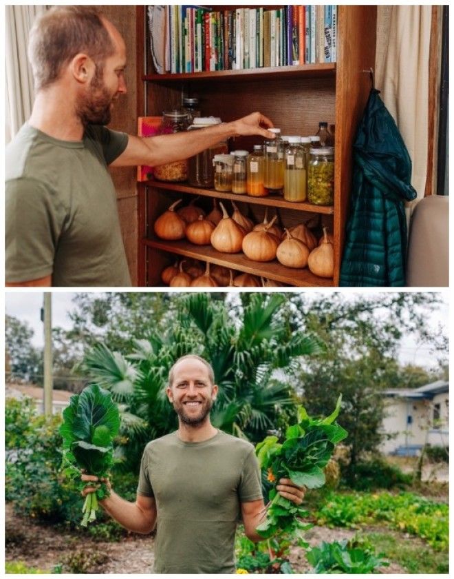 Овощи Роб Гринфилд выращивает сам которые консервирует и хранит в кладовой Фото tiredbeecom