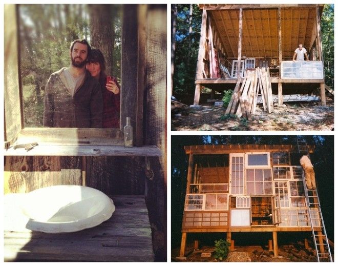 Супруги Ник Олсон и Лайла Хорвиц создали домик на опушке леса из старых оконных рам The Sunset House США Фото huckberrycom