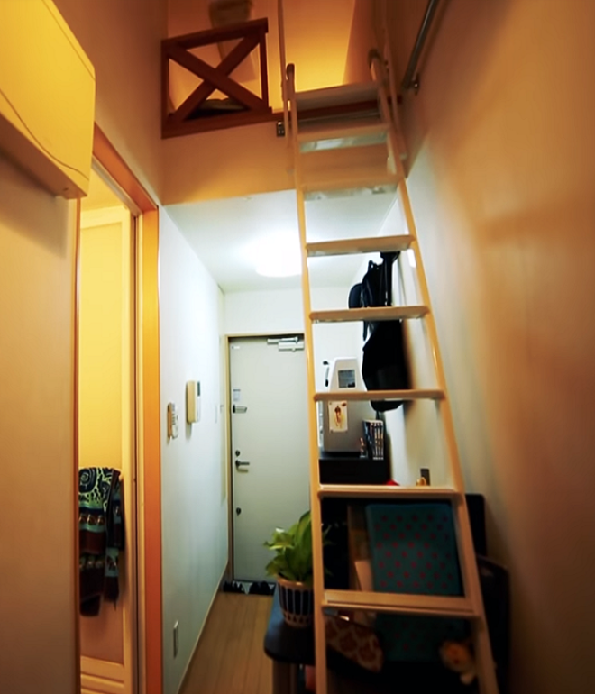 С помощью приставной лестницы можно попасть в спальню Фото youtubecom