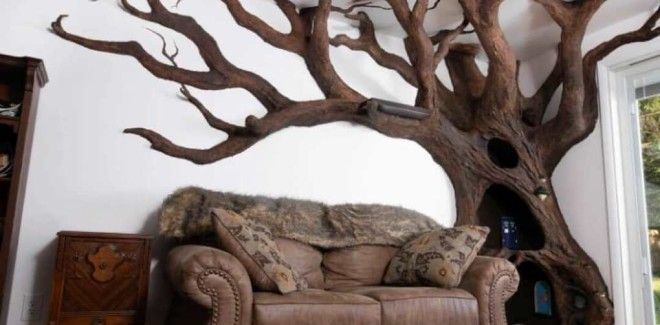 SBМужчина покорил кошачье сердечко построив огромное дерево в квартире