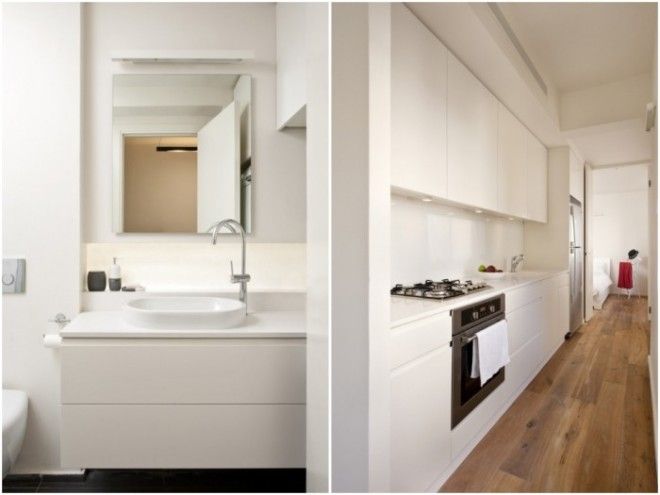 В центре квартиры расположили изолированную ванную комнату и кухню Израиль Фото arthitecturalcom