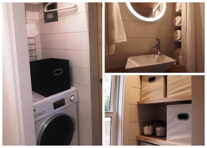 В домефургоне Эльза обустроили санузел душ и установили стиральную машину Фото youtubecom