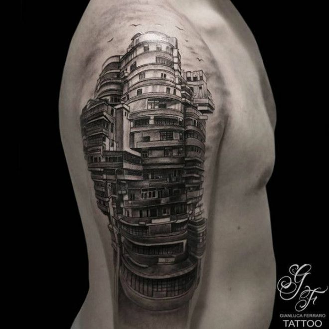  Город над подошвой восхитительные архитектурные татуировки